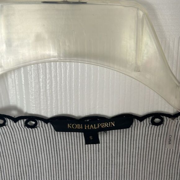 KOBI HALPERIN Tricia Woman’s Pinstripe Ruffle Sleeves Blouse Size Small - Picture 4 of 7